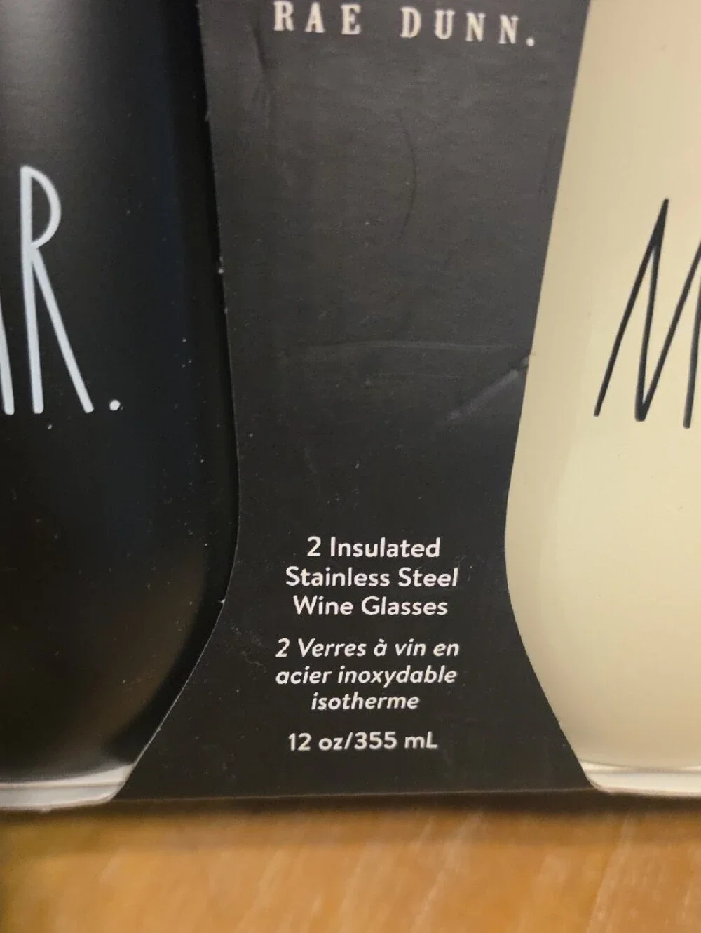 Rae Dunn Mr. Mrs. Insulated SS 12 Ounce Wine Glasses New